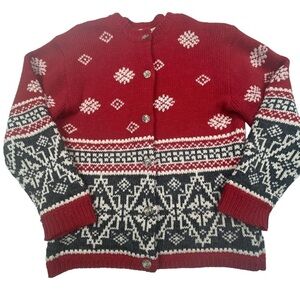 Vintage Eddie Bauer Alpaca Wool Blend Fair Isle Cardigan Sweater Medium